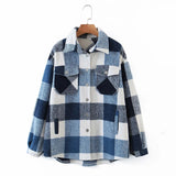 Women T-Shirt Autumn and Winter Women's Loose Printed Checks Long Sleeve