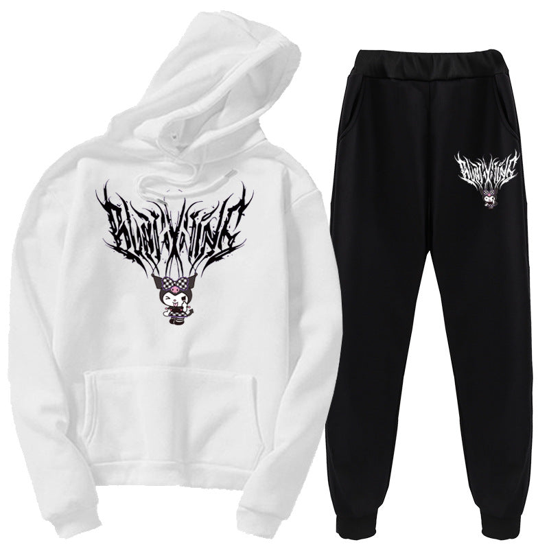Kuromi Costume Hoodie Set Blakking Velvet Sweater Coat 2 Piece Set