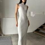 Women Sweater Dress Knitted Turtleneck Sleeveless Tight Skirt Spring and Summer Dress