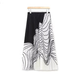 Women Skirt Women's Summer Pleated Skirt Mid-Length High Waist Skirt