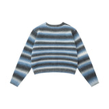 Women Sweater Striped Knitted Cardigan Casual Multicolor Cropped Sweater Coat