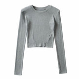 Women T-shirt Autumn Crew Neck Long Sleeve T-shirt Top