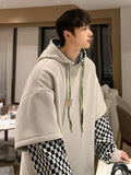 Men Hoodie Sweater Men's Spring and Autumn Stitching Design Sense Retro Hooded Coat