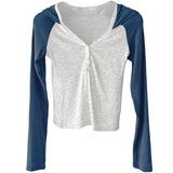 Women Long Sleeve Shirt Women's Short Hood Top