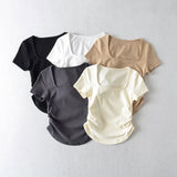 Women's T-Shirt Short-Sleeved T-shirt Women's Spring and Summer All-Match Slim Bottoming Shirt Top
