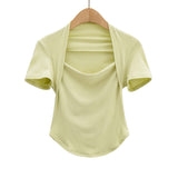 Women's T-Shirt Short T-shirt Women's Summer Slim-Fit Design Short-Sleeved Top