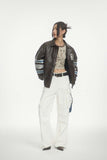 Unisex Jacket Fall Vintage Embroidery Leather Coat
