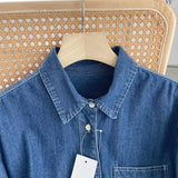 Women T-Shirt Women's Washed Denim Shirt Jacket Long Sleeve Retro