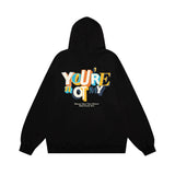 Men Hoodie Loose Letter Print Hooded Men Spring and Autumn Long Sleeve Top