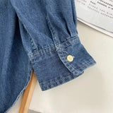 Women T-Shirt Women's Washed Denim Shirt Jacket Long Sleeve Retro
