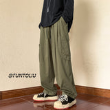 Men Sweatpants Straight Casual Pants Men Spring and Autumn Loose Wide-Leg Overalls