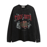 Men Long Sleeve Shirt Vintage Washed Long Sleeve T-shirt Men and Women HipHop Fashion Brand Loose