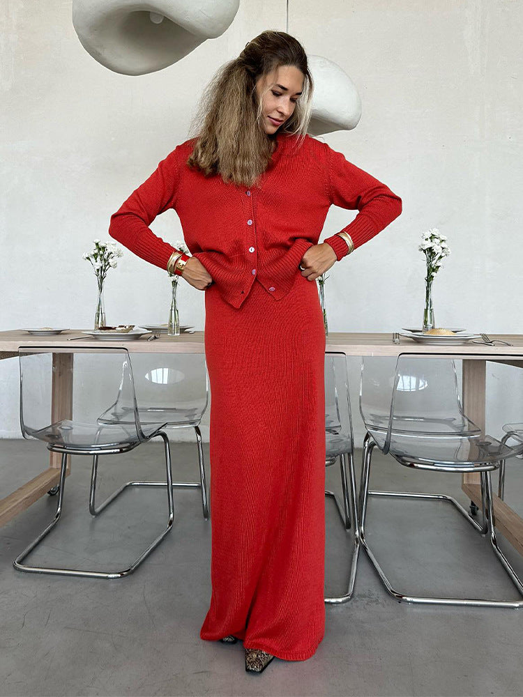 Women Sweater Dress Knitted Skirt Suit Female Autumn and Winter Sweater Skirt Dress
