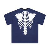 Kapital T Shirt Pingtian Hehong Men's and Women's Loose Skeleton Distressed Color Matching Short Sleeve Half Sleeve T-shirt