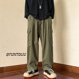 Men Sweatpants Straight Casual Pants Men Spring and Autumn Loose Wide-Leg Overalls
