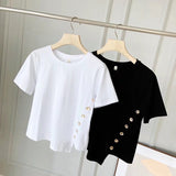 Women T-Shirt Women's Clothing Black Short-Sleeved T-shirt Women's Summer Loose round Neck