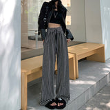 Palazzo Pants Black and White Vertical Stripes Casual Pants Autumn and Winter Korean Style Loose Drooping