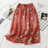 Women Skirt Summer Art Retro Skirt Printed Midi Skirt Loose
