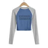 Women T-Shirt Stitching Sports Women's Short Autumn Winter T-shirt