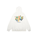 Men Hoodie Loose Letter Print Hooded Men Spring and Autumn Long Sleeve Top