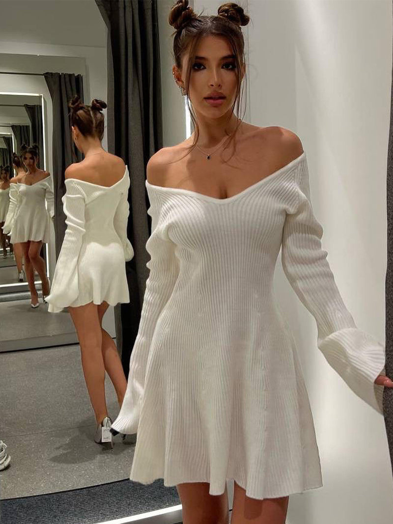 Women Sweater Dress Dress Short Skirt Autumn and Winter Knitted Dress