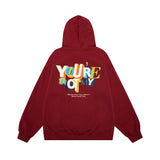 Men Hoodie Loose Letter Print Hooded Men Spring and Autumn Long Sleeve Top