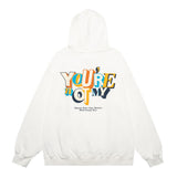Men Hoodie Loose Letter Print Hooded Men Spring and Autumn Long Sleeve Top