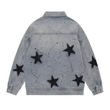 Men Denim Jacket Patterned Denim Jacket Washed and Worn Denim Jacket Men