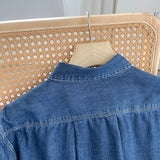 Women T-Shirt Women's Washed Denim Shirt Jacket Long Sleeve Retro