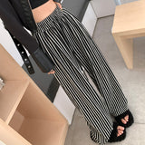 Palazzo Pants Black and White Vertical Stripes Casual Pants Autumn and Winter Korean Style Loose Drooping