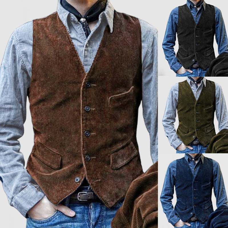 Men's Suits Vests Vintage Men's Vest Corduroy Vest Casual