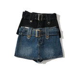 Women Skirt Short High Waist A- line Denim Skirt