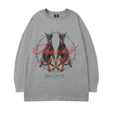 Men Long Sleeve Shirt Loose Long Sleeve T-shirt All-Matching Printed Casual