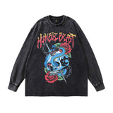 Men Long Sleeve Shirt Printed Distressed Bottoming Long Sleeve T-shirt Men and Women Couple's Tops