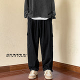 Men Sweatpants Straight Casual Pants Men Spring and Autumn Loose Wide-Leg Overalls
