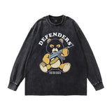 Men Long Sleeve Shirt Washed Long Sleeve T-shirt Male and Female Trendy Brand Distressed Bottoming Shirt