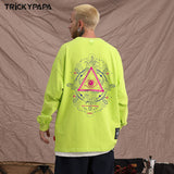 Men Long Sleeve Shirt Loose Long Sleeve T-shirt All-Matching Printed Casual