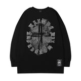Men Long Sleeve Shirt Loose Long Sleeve T-shirt All-Matching Printed Casual