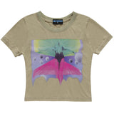 Women T-shirt Printed Short-Sleeved T-shirt Girls Washed Casual Summer round Neck