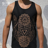Men T Shirt Printed Men's Sports Vest Cotton Bodybuilding