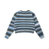 Women Sweater Striped Knitted Cardigan Casual Multicolor Cropped Sweater Coat
