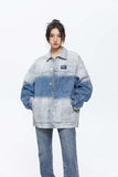 Unisex Jacket Autumn Gradient Color Block Denim Jacket Women's Clothing
