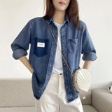 Women T-shirt Denim Shirt Women's Spring and Summer Loose Casual