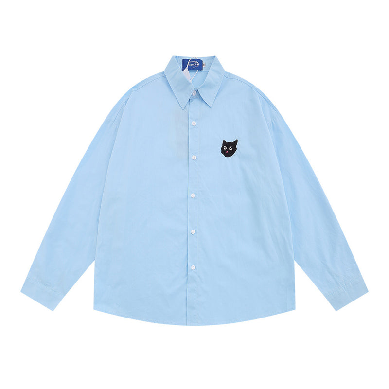 Men Long Sleeved T Shirt I Minimalist Long Sleeve Shirt Boys Spring and Autumn Japanese Style Loose Casual Polo Collar Shirt