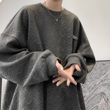 Men Hoodie Sweater Men's round Neck Autumn Hong Kong Style Clothes Baggy Coat