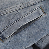 Men Denim Jacket Patterned Denim Jacket Washed and Worn Denim Jacket Men