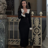 Women Sweater Dress Ruffles Knitted Dress Fall/Winter Sweater Dress Vintage