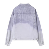 Men Denim Jacket Washed Tie-Dye Gradient Denim Jacket Men Workwear Denim Jacket Autumn