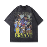 Men T Shirt Portrait Printing Distressed Short Sleeve T-shirt Men and Women Loose Washed-out