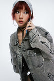 Unisex Jacket Autumn White Button Denim Coat